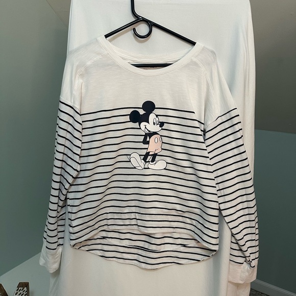 Woman's Gap Mickey Mouse Striped Shirt - Black & White Size Small - Picture 2 of 8